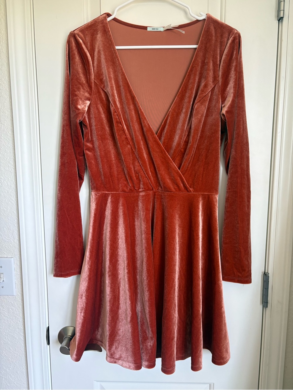 Kimchi Blue Rust Velvet Long Sleeve Mini Dress By Urban Outfitters - Size L